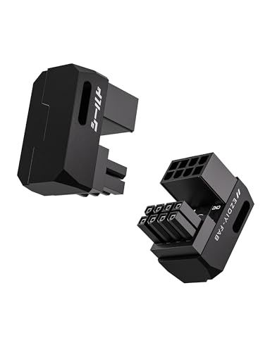 Adaptador PCIe 8 pines premium con chasis de aluminio negro y conector en U invertido de 180