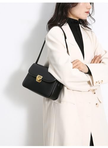 Shoulder Bag for Women Small Vegan Leather Purse Black Trendy Handbag Crossbody Bag with 2 Removable Straps2