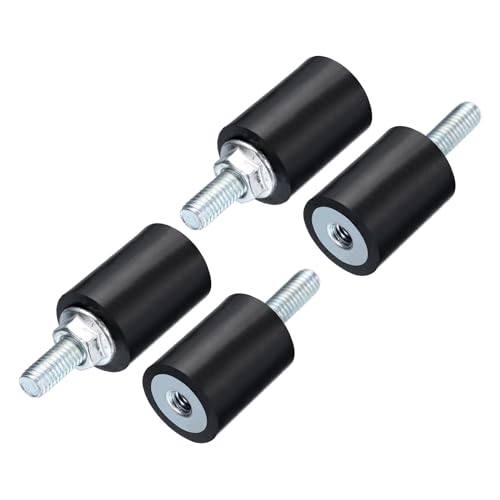 QUARKZMAN 4 Stück M5x15mm Gummipuffer mit Gewindebolzen 15x20mm Männlich Weiblich Gummidämpfer Gummifüße Anschlagpuffer Schwingungsdämpfer Klimaanlage mit 4 Stück M5 Sicherungsmuttern