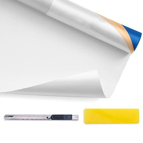 Simple Fix Fensterfolie - Milchglasfolie 90 x 500 cm - Sichtschutzfolie, Isolierfolie, Fensterfolie Milchglas - Fenster Folie Blickdicht Selbsthaftend - Milch