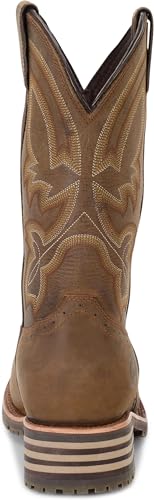 DOUBLE-H 11" Jeyden Waterproof Western Boots for Men - Square Toe Leather Upper with PU Footbed and Oil- and Slip-Resistant I.C.E. Outsole, EH-Rated4