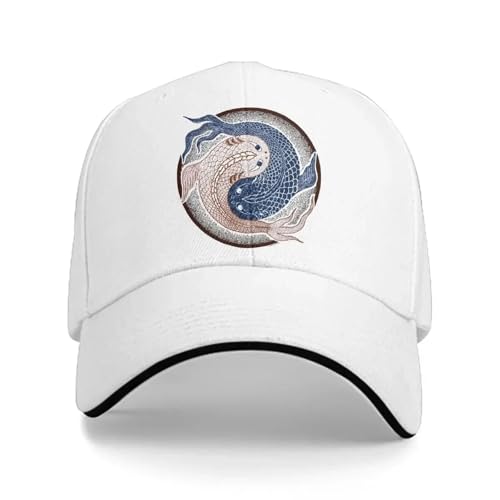 Casquette poisson yin yang avec visiere de protection et fermeture snapback ajustable homme