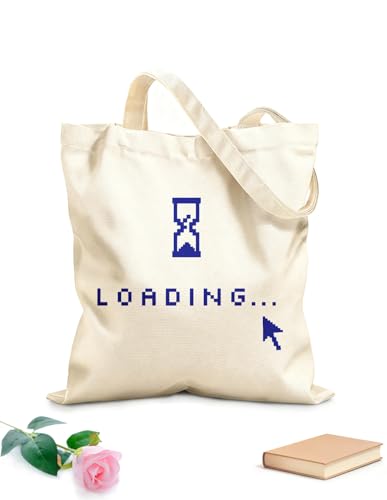 XIARON Bolsas reutilizables para la compra Computadora Cargando Ratón Geek Tela de 340g/m² de grosor Sustituye a la mochila escolar M Azul oscuro