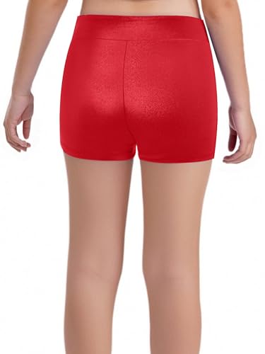 Kids Girls Dance Shorts High Waist Shiny Metallic Workout Yoga Sport Shorts Hot Pants Dancewear2