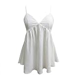 Vestido Branco 100% Poly Duna | Modelo com Decote V e Alças Finas | Corte A-Line Versátil (BR, Alfa, M, Regular, Regular)