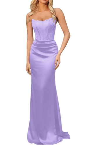 Robe de soirée formelle en dentelle sans bretelles satin corset