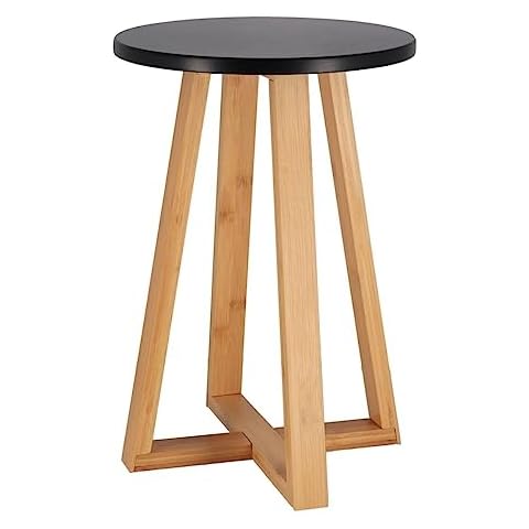 Tabouret de salle de bain TENDANCE Noir/Bambou Cover
