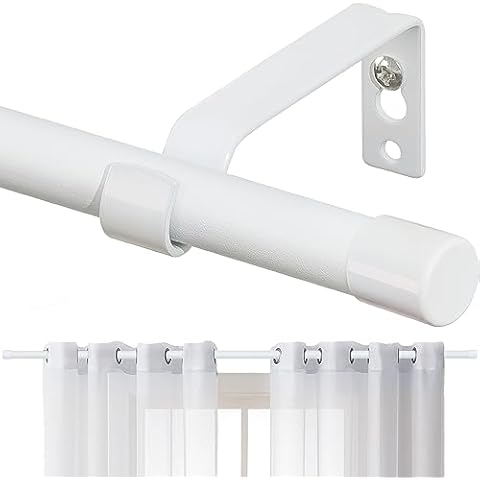 Curtain Rods for Windows 48 to 84, 5/8 Inch Matte White Curtain Rod Heavy Duty Modern Drapery Curtain Rods Set with Brackets, Size: 23-95 Inch Cover