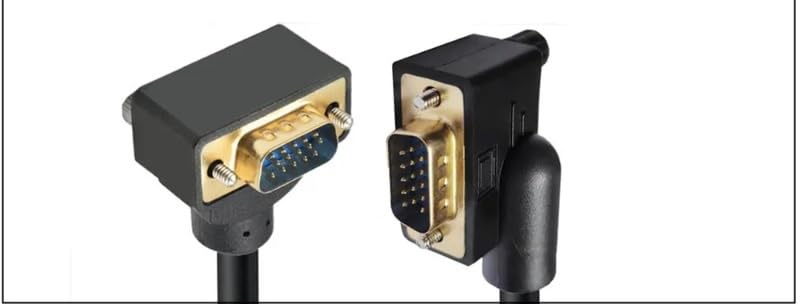 90 stopni kątowy VGA RGB męski na prosty męski przedłużacz 3COAX+6C do monitora projektora komputera (prawy, 1 m)
