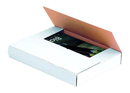 Boxes Fast Bfm1291 Corrugated Cardboard Easy-Fold Mailers, 12 1/8 X 9 1/8 X 1 Inches, Fold Over Mailers, Adjustable Die-Cut Shipping Boxes, Multi-Depth, Large White Mailing Boxes (Pack Of 50) #TOP3