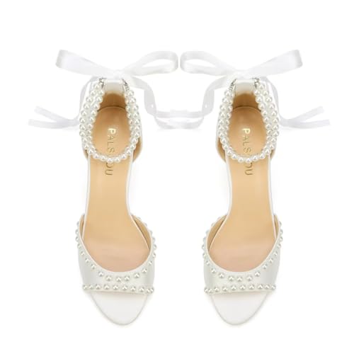Low Heel Wedding Shoes for Bride Pearl Heels Bridal Shoes Women Wedding Sandals2