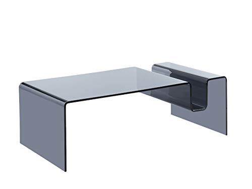 Table basse AURELA verre courbé noir table de salon design moderne