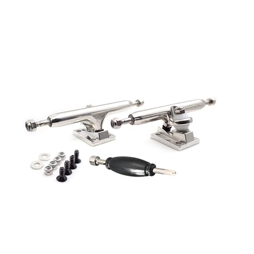 SPITBOARDS Patinetes de 36 mm Pro Trucks para dedo, con tuercas de bloqueo reales, bujes de uretano de goma, colgante optimizado, ancho de 36 mm, para afinación y montaje de patinete (plata)