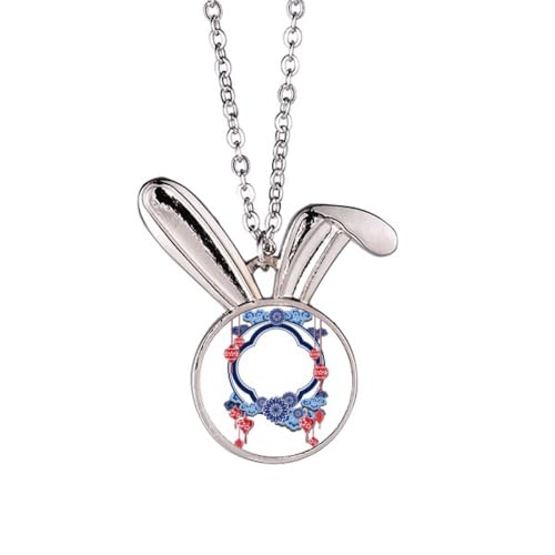 Collier lapin bleu pendentif chaîne bijoux femme culture chinoise