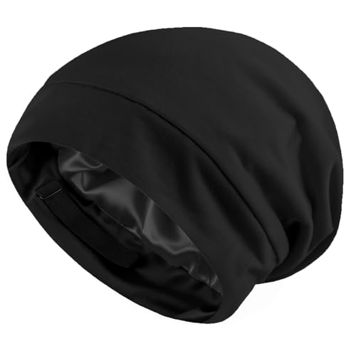 Doitory Satin Silk Bonnet Skull Caps for Men Women Soft Adjuastable Satin Lined Beanie Winter Hat Hair Cover for Sleeping