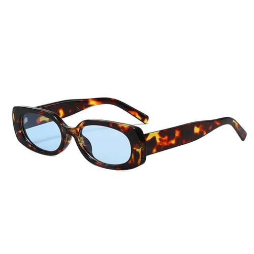 Lunettes de soleil punk bleues vintage UV400 pour femme style hip-hop léopard