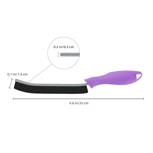 Image of FOOGWEE Hard Bristle Crevice Cleaning Brush - Cleaning Supplies - Grout Cleaning Brushes for Household Use - Crevice Cleaning Tool for Bathroom, Home and Kitchen (3, Purple)