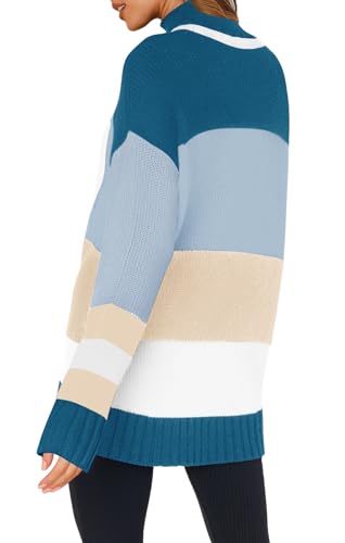 Image of Yousify Womens Sweaters Fall 2025 Oversized Color Block Ski Sweater Crewneck Winter Tops S-2XL