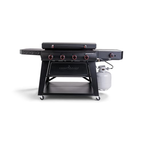 Image of Camp Chef Gridiron Pro- 36 inch Outdoor Griddle Grill with Side Burner, Flamethrower Ignition & Hinged Lid - Premium 36 inch Flat Top Grill for Outdoor Cooking