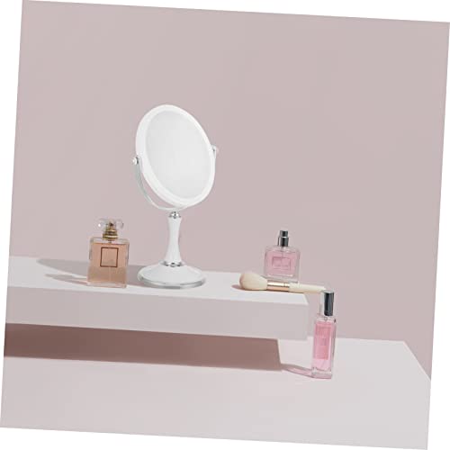 Espejo de maquillaje doble cara giratorio con luz LED miniatura 2