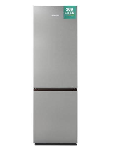 Heinrich´s HEINRICHS Kühlgefrierkombination 269 Liter, Kühlvolumen 198L, Gefrierfach 71L,LED Beleuchtung,Kühlschrank Türanschlag wechselbar, leise 39dB,große Tiefkühlboxen, 7 Temperaturstufen, (inox)