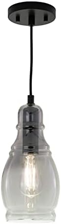 VAXCEL Millie Matte Black Mini Pendant Ceiling Light Smoke Gray Glass
