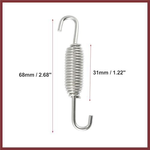 Image of 1 Set 31mm 1.22 inch Motorcycle Exhaust Pipe Spring with U Shape Hooks Stainless Steel Silver Tone Replace Parts