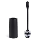 AmazerBath Toilet Brush with Holder, Good Grip Toilet Bowl Brush Set with Strong Bristles and Long Handle, Bathroom Toilet Cleaner Brush for Deep Cleaning, Black