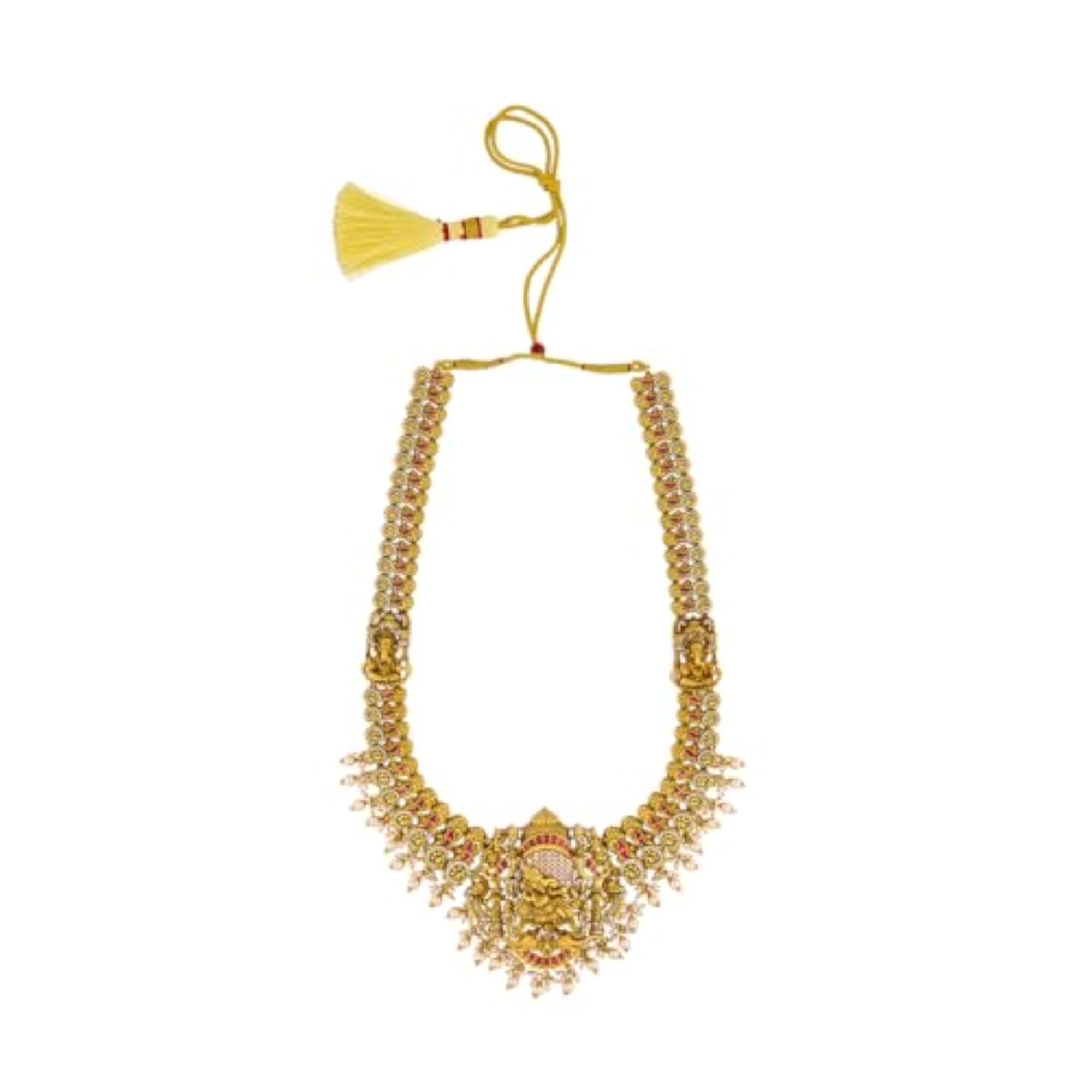 Women's KUSHAL'S Ruby Gold Plated Antique Long Necklace