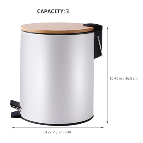 Caneca de Basura Abaodam 5l con Pedal Silencioso y Tapa Blanca miniatura 2