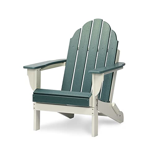 Aoodor Folding Adirondack Chair Patio Chair Outdoor Weather Resistant Painted For Fire Pit &Garden 31.5'' (L) X 28.74'' (W) X 37'' (H) - Green And White #TOP9