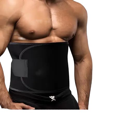 Sweat Slim Belt, Adjustable Ultimate Back Support Tummy Shaper, Stomach & Tummy Fat Reduction for Men and Women | Control, Workout and Fitness Black