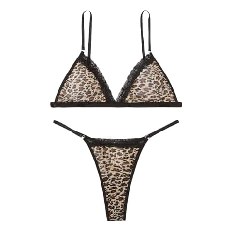 GORGLITTER Women's Lace Leopard Print Lingerie Set Cover