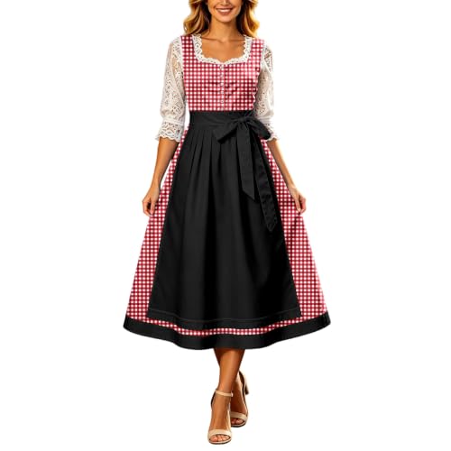 Robe bavaroise Oktoberfest style corset à lacets élégante avec nœud papillon fin