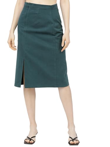 Image of Tokyo Talkies Women's Straight Fit A-Line Skirts | Strachable Skirts| Mid-Rise| Women Skirt | Skirt for Women