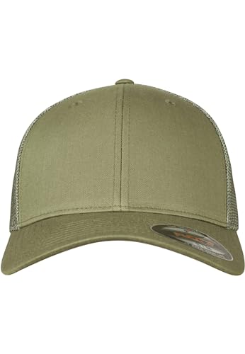 Image of Flexfit Trucker Mesh Fitted Cap | 6-Panel, Mid-Profile, Stretchable Mesh Backing, Flexfit Sweatband, Curved Visor, Silver Undervisor