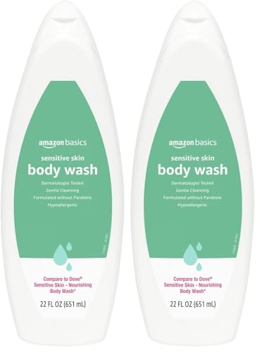 Image of Amazon Basics Body Wash for Sensitive Skin, Hypoallergenic 22 fl oz (Pack of 2)