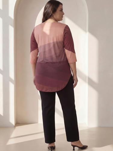 Image of AMYDUS Plus Size Women Printed Top | Centre Pleat for Tummy Flaws | Cloud Soft Fabric | V-Neck | High-Low Hem | Complete Hip Coverage | Plus Size Tops for Women | XL to 9XL