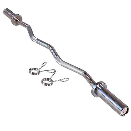 Barbell Olympic Bars | Multiple options Curl Bar EZ Bar Strength Training Bar Weight Bar Threaded Chrome Barbell Bar for Weightlifting, Hip Thrusts, Squats and Lunges