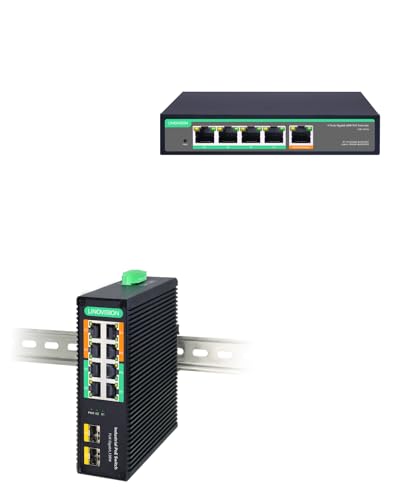 LINOVISION Industrial 8-Port Full Gigabit POE++ Switch y Extensor PoE BT60W de 4 puertos miniatura 1