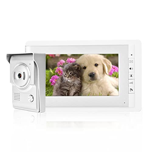 Videoportero 7 Pulgadas Color HD TFT-LCD Video Intercomunicador Timbre Cámara Doorbell Kit con Visión Nocturna(EU)