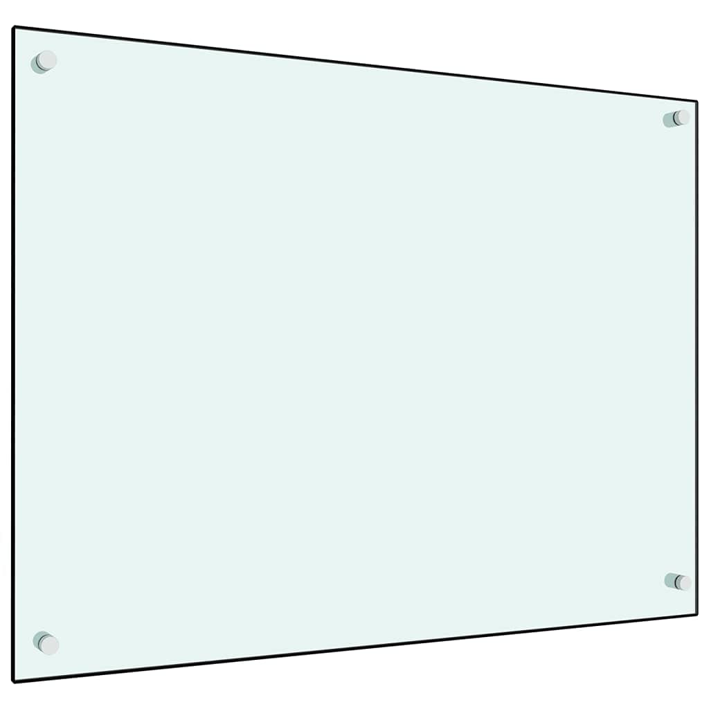 vidaXL Tempered Glass Kitchen Backsplash, Heat- and Scratch-, Easy to Clean, White, 80x60 cm