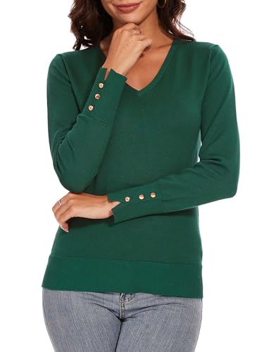 Image of Spicy Sandia Women's V Neck Pullover Sweaters with Dressy Cuffs