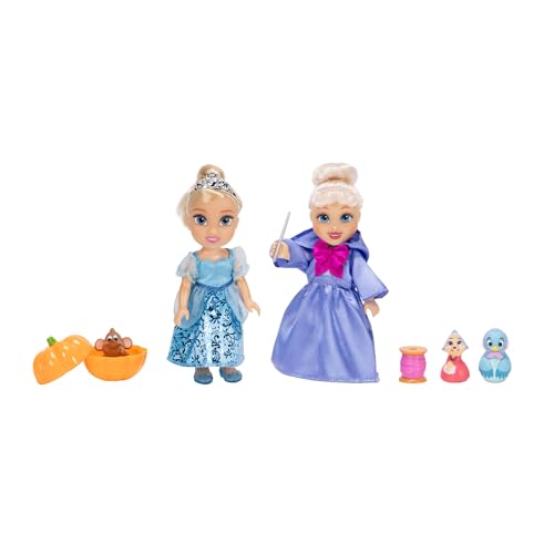 Disney Princess Cinderella & Fairy Godmother Petite Doll Playset Fashion Dolls Complete with 5 Points of Articulation Dolls Can Be Posed in Many Ways! [Amazon Exclusive]