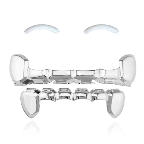 SSyang Hip Hop Teeth Grills for Mouth Braces Decoration Silver 392, as the picture shows