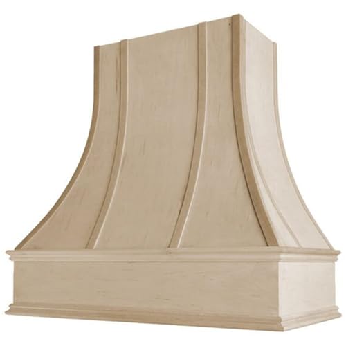 Curved Wood Strapping Range Hood (31.5'W x 48'H) – Handcrafted in the USA – Premium Cabinet-Grade Plywood & Maple Veneer – Seamless Fit with TradeWinds Ventilation Units – High-End Kitchen Focal Point