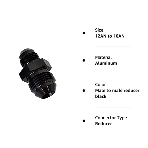 Ac Performance Black Aluminum Male -12 An To Male -10 An Flare Reducer Fitting An12 Male Flare To An10 Reducing Hose Connector #TOP1