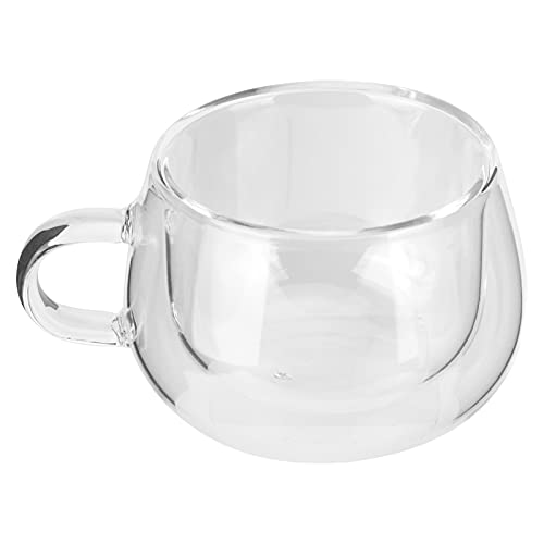 PerGar 150ml Double Walled Glass Coffee Mugs with Handle, Insulated Layer Coffee Cups,Clear Borosilicate Mugs,Perfect for Cappuccino,Tea,Latte,Espresso,Hot Beverage,Wine,Microwave Safe