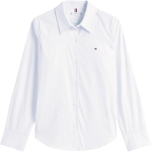 Tommy Hilfiger Chemise Femme Poplin Regular avec Col Pointu, Multicolore (Classic Ithaka STP Breezy Blue), 48 – vue 4