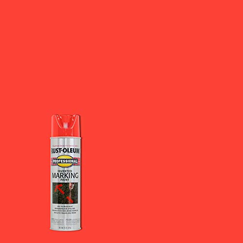 Image of Rust-Oleum, Fluorescent Red-Orange 2558838 Professional Inverted Marking Spray Paint, 15 oz, 15 Ounce, 15 Fl Oz